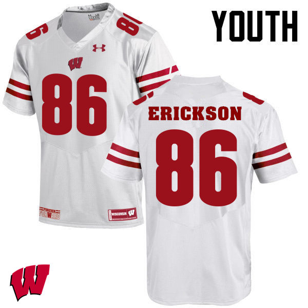 Youth Winsconsin Badgers #86 Alex Erickson College Football Jerseys-White - Click Image to Close